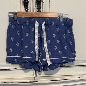 Old Navy Blue Floral-Print Lounge Shorts with White Drawstring